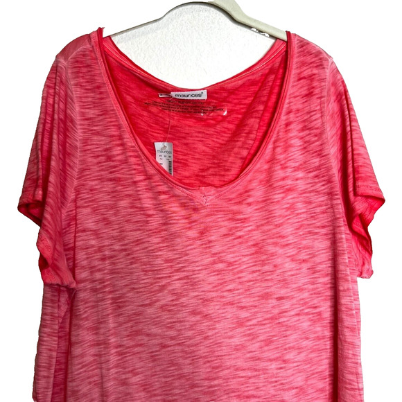 Maurices Womens Tee Size 2X Heathered Pink Short Sleeve Scoop Neck Cotton Modal - Picture 2 of 7